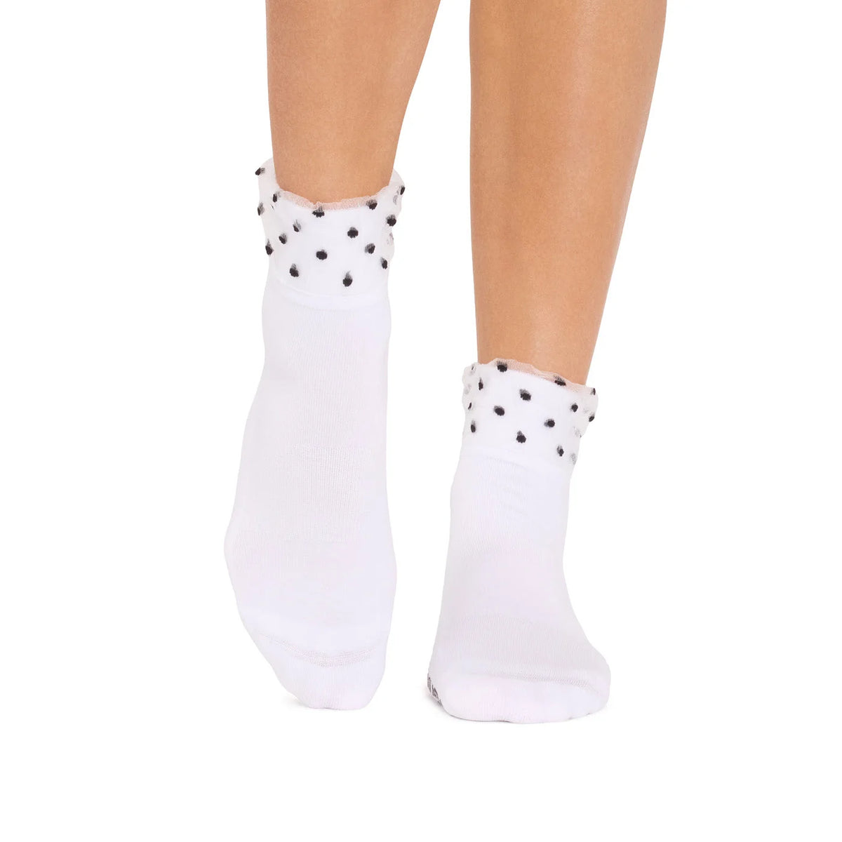 Aria Tulle Cuff Grip Sock - White