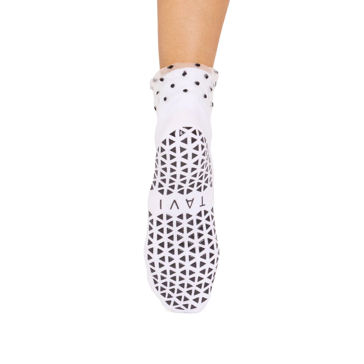 Aria Tulle Cuff Grip Sock - White