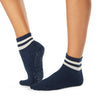 TAVI Aria Mini-Crew grip socks in Indigo Stripe - product view