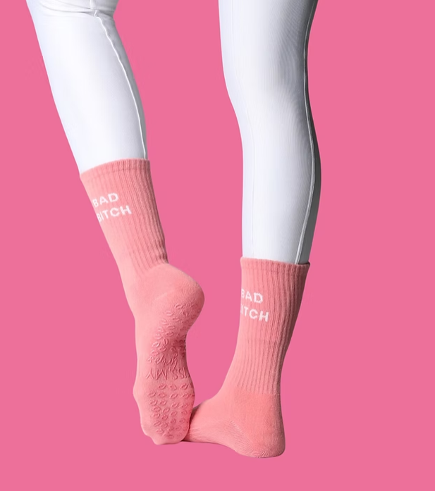 Bad Bitch Grip Sock – Pink on Pink