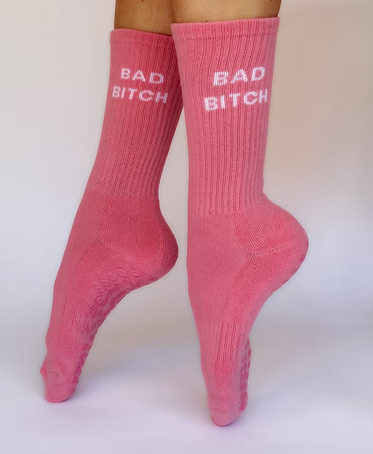 Bad Bitch Grip Sock – Pink on Pink