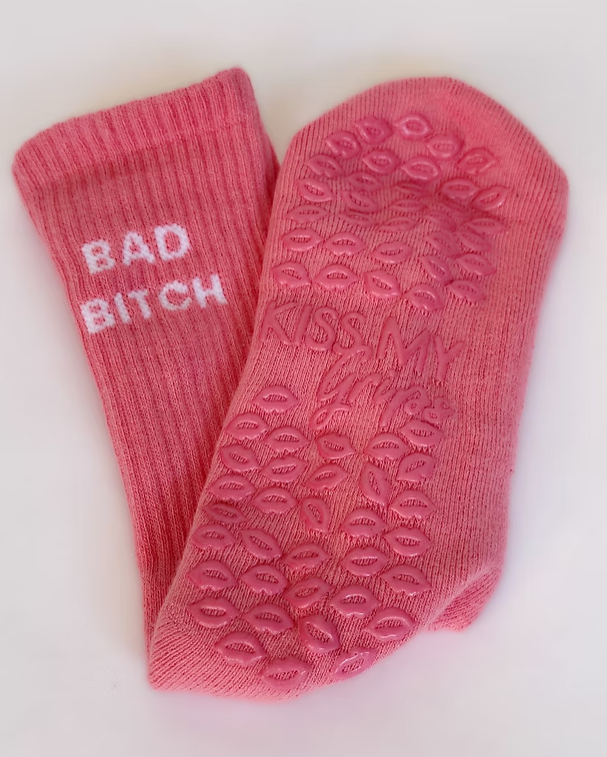 Bad Bitch Grip Sock – Pink on Pink