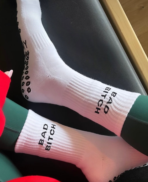 Bad Bitch Grip Sock – White