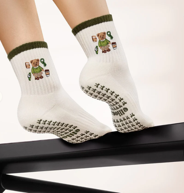 Beary Matcha Grip Sock