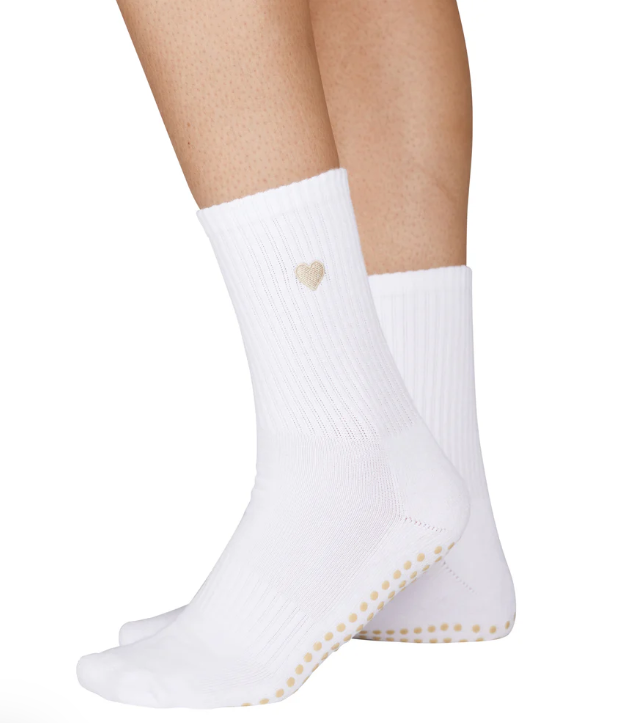 🤍 Beige Heart Grip Socks