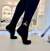 Brunette Pilates Girl Grip Sock – Black Crew Sock with Studio Grip