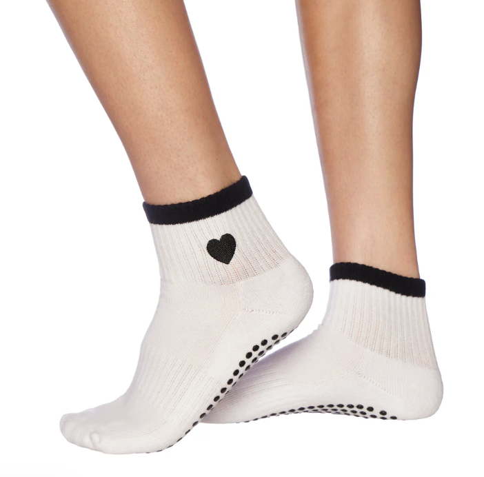 🖤 Black Heart Grip Socks