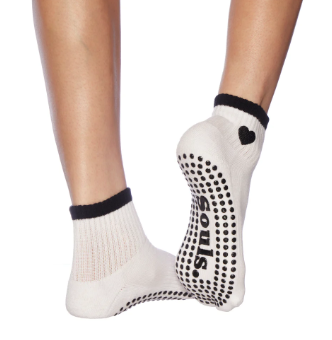 🖤 Black Heart Grip Socks