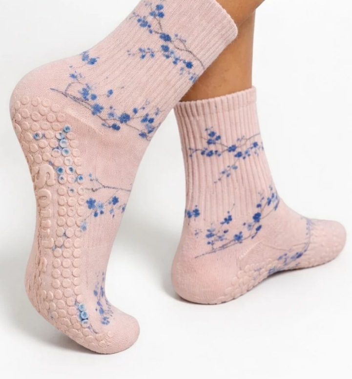 Blue Blossom Grip Socks