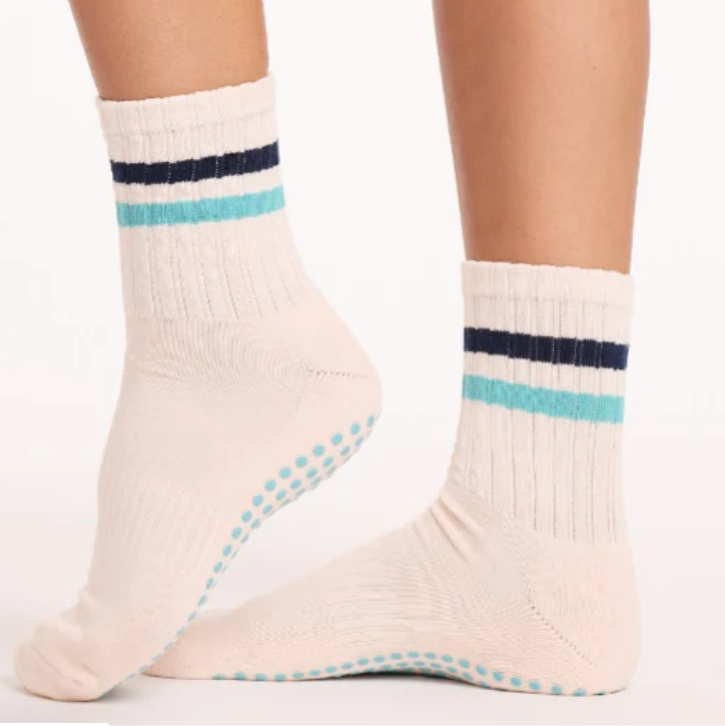Blue Retro Grip Sock