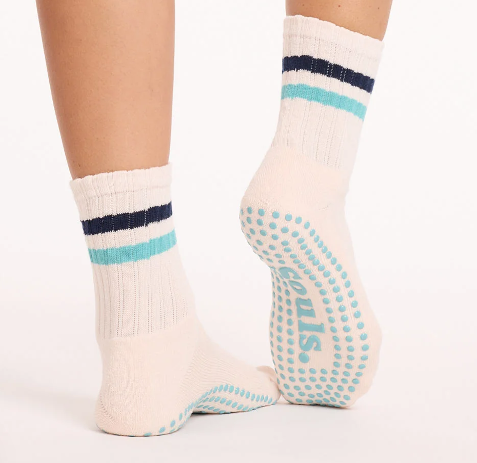 Blue Retro Grip Sock