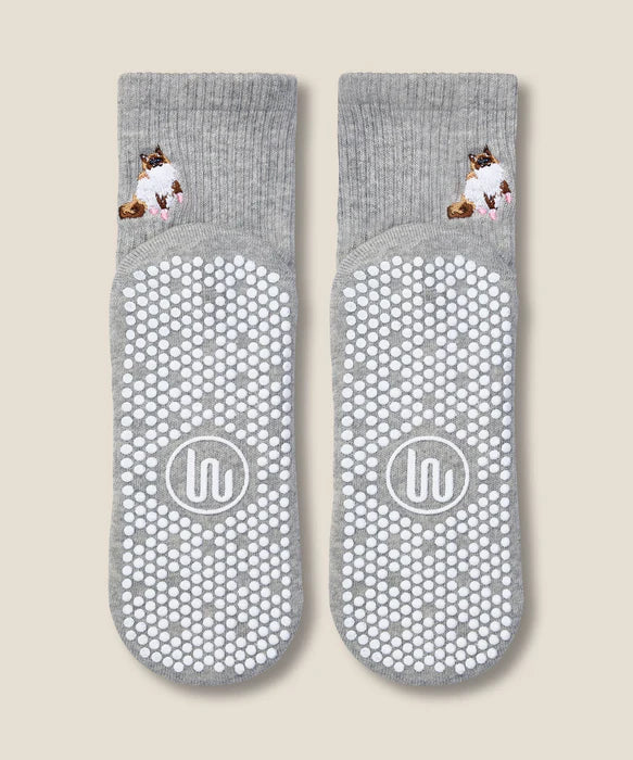 Ginger Cat Grip Socks – Grey Marle