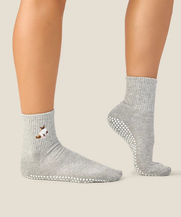 Ginger Cat Grip Socks – Grey Marle