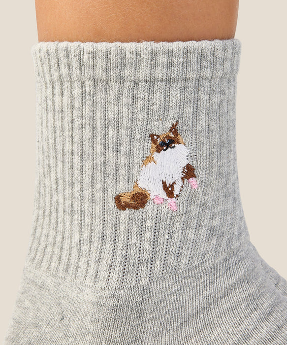 Ginger Cat Grip Socks – Grey Marle