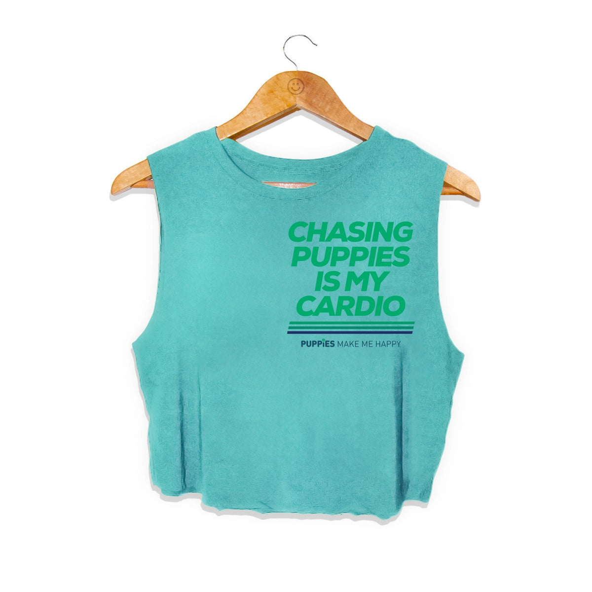 Chasing Puppies is My Cardio | Crop Tank | Green Font | Fitness & Dog Lovers