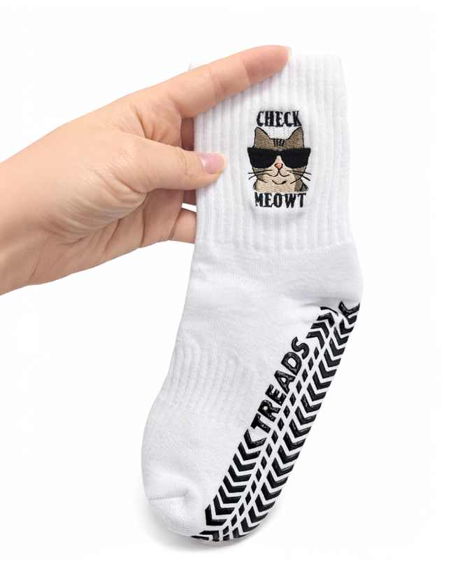 Check Meowt Grip Sock