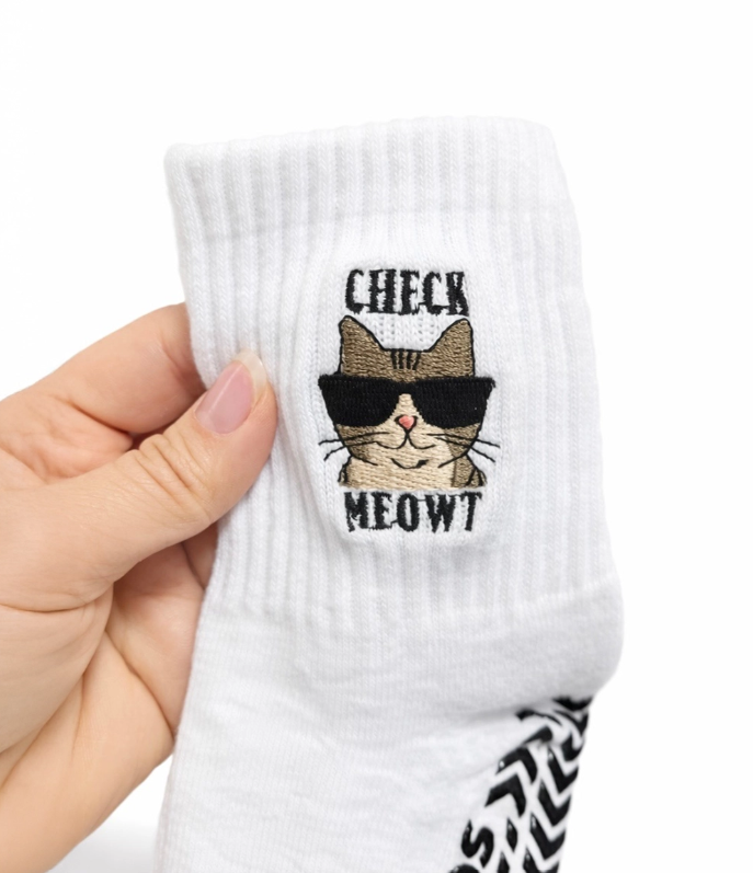 Check Meowt Grip Sock