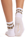 White Cheetah Grip Socks