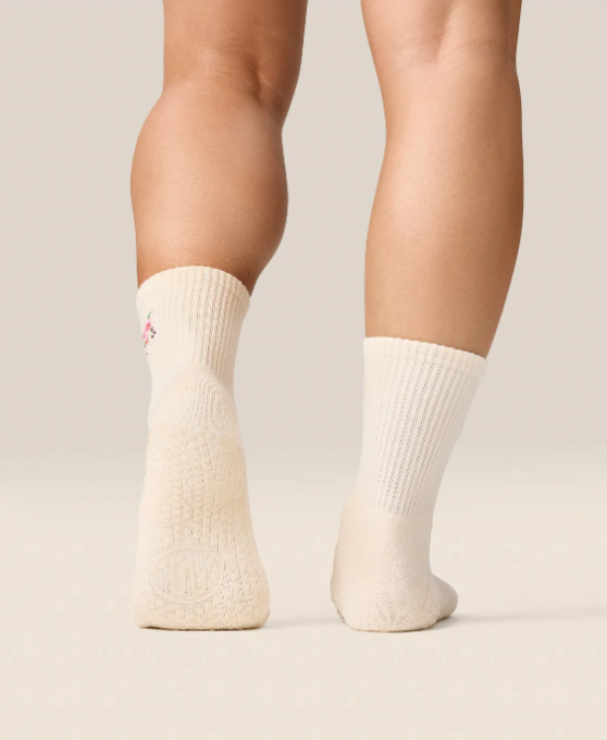 Cherry Blossom Ivory Grip Sock