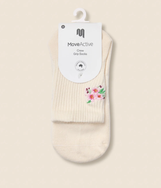 Cherry Blossom Ivory Grip Sock