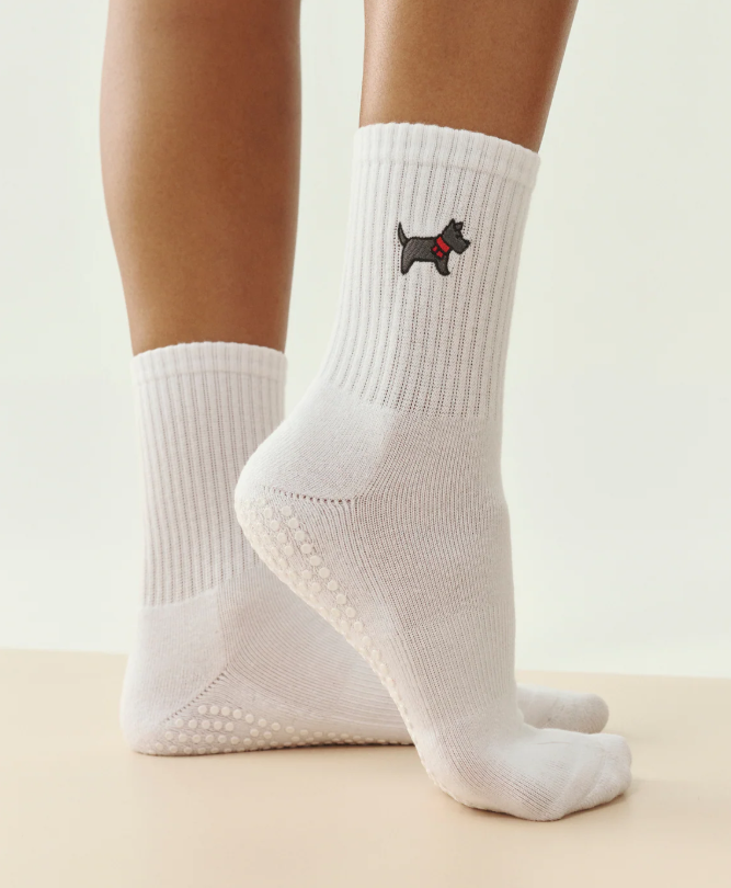 Cosy Pup Ivory Crew Grip Sock