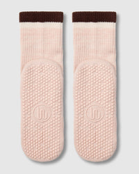 Crew Grip Socks - Block Stripes Soft Pink Marle & Espresso — detail view 5