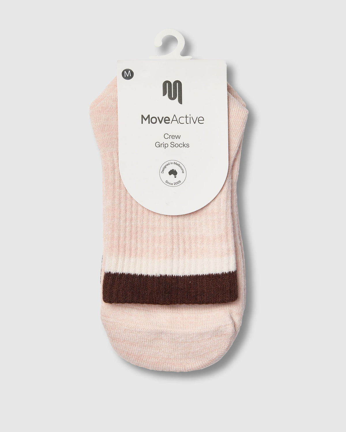 Crew Grip Socks - Block Stripes Soft Pink Marle & Espresso — detail view 6