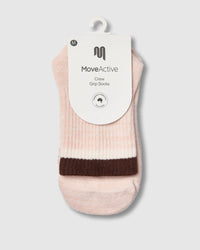 Crew Grip Socks - Block Stripes Soft Pink Marle & Espresso — detail view 6