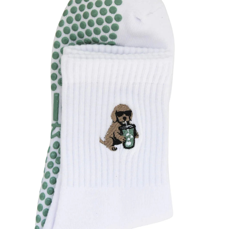 Matcha Dog Grip Socks