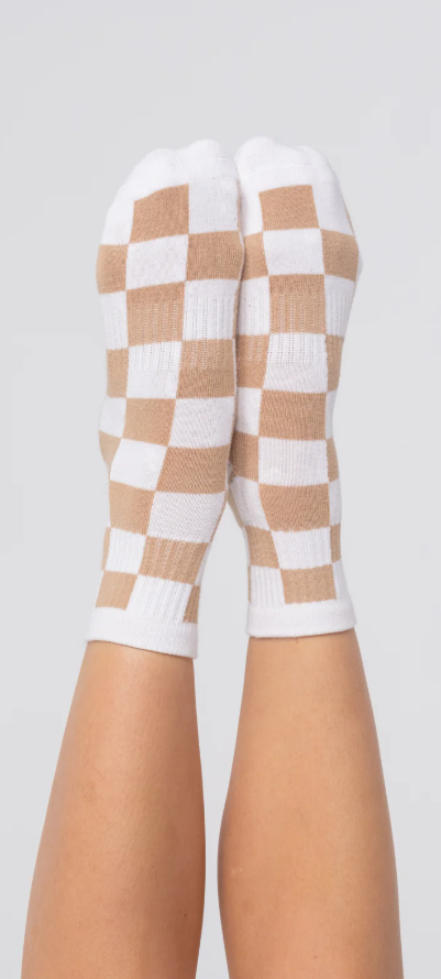 Campus Quarter Grip Sock – Dune Check