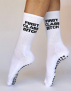 First Class Bitch Grip Sock – White