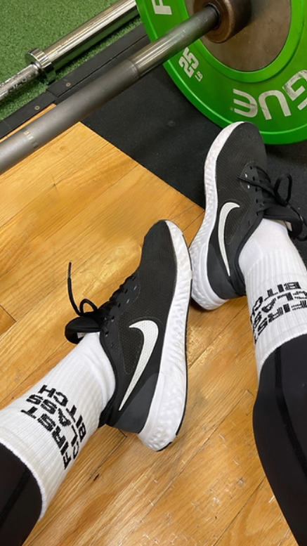 First Class Bitch Grip Sock – White