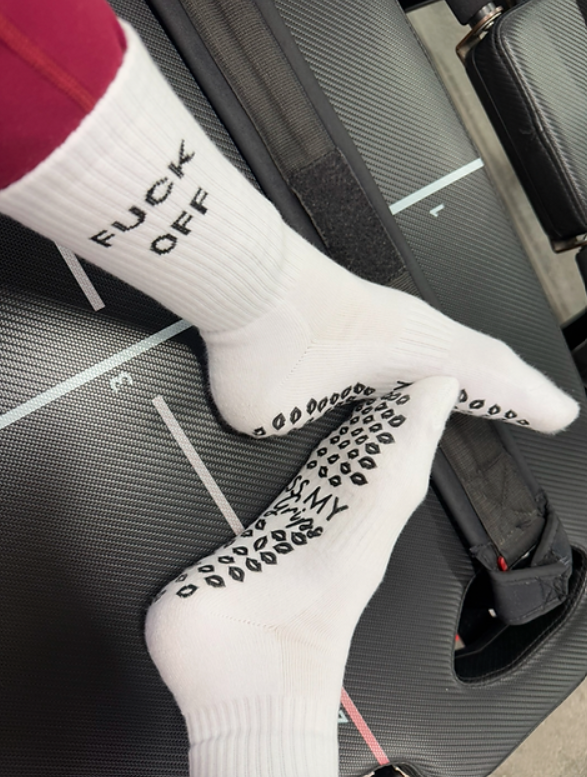 Fuck Off Grip Socks (white)