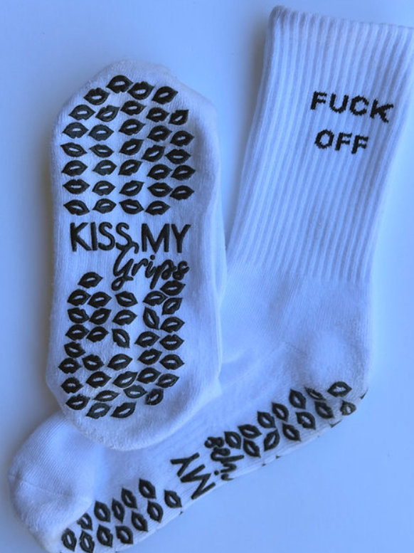 Fuck Off Grip Socks (white)