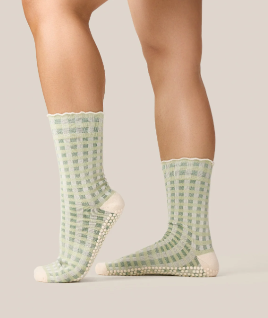 Crew Grip Socks – Gingham Frill Mint