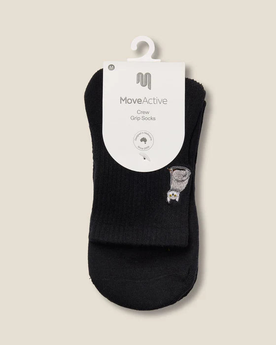 Grey Cat Grip Socks – Black