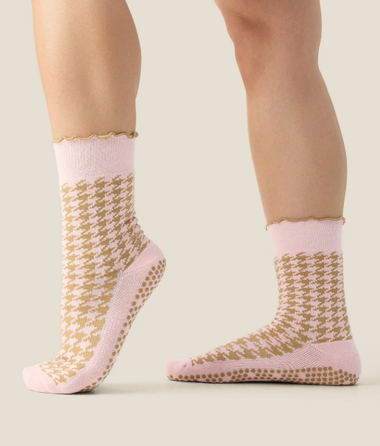 Crew Grip Socks – Houndstooth Blush