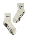 Healing Heels Howdy Pilates ivory crew grip socks with western embroidery