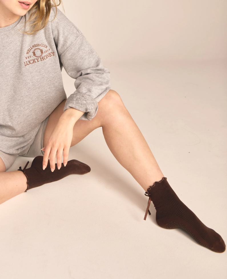Lucky Honey Juliet Grip Sock in Mahogany