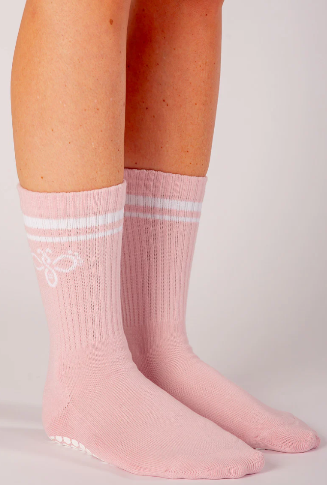 Vintage Rose Meli-Stripe Grip Socks - Melisoles