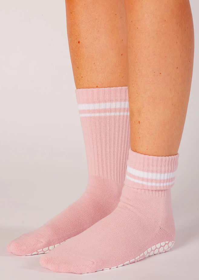 Vintage Rose Meli-Stripe Grip Socks - Melisoles