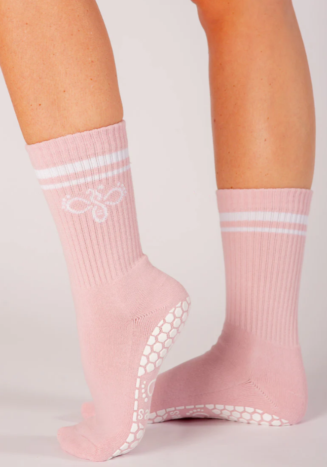 Vintage Rose Meli-Stripe Grip Socks - Melisoles