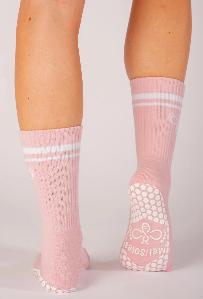 Vintage Rose Meli-Stripe Grip Socks - Melisoles
