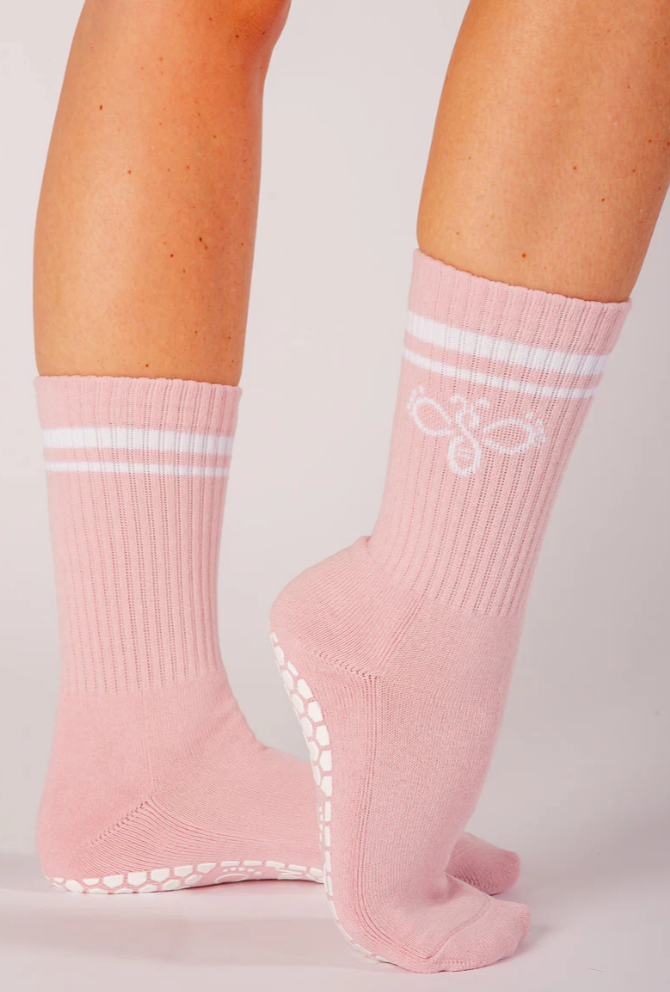 Vintage Rose Meli-Stripe Grip Socks - Melisoles