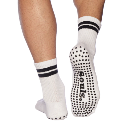 Men's White Crew Grip Socks