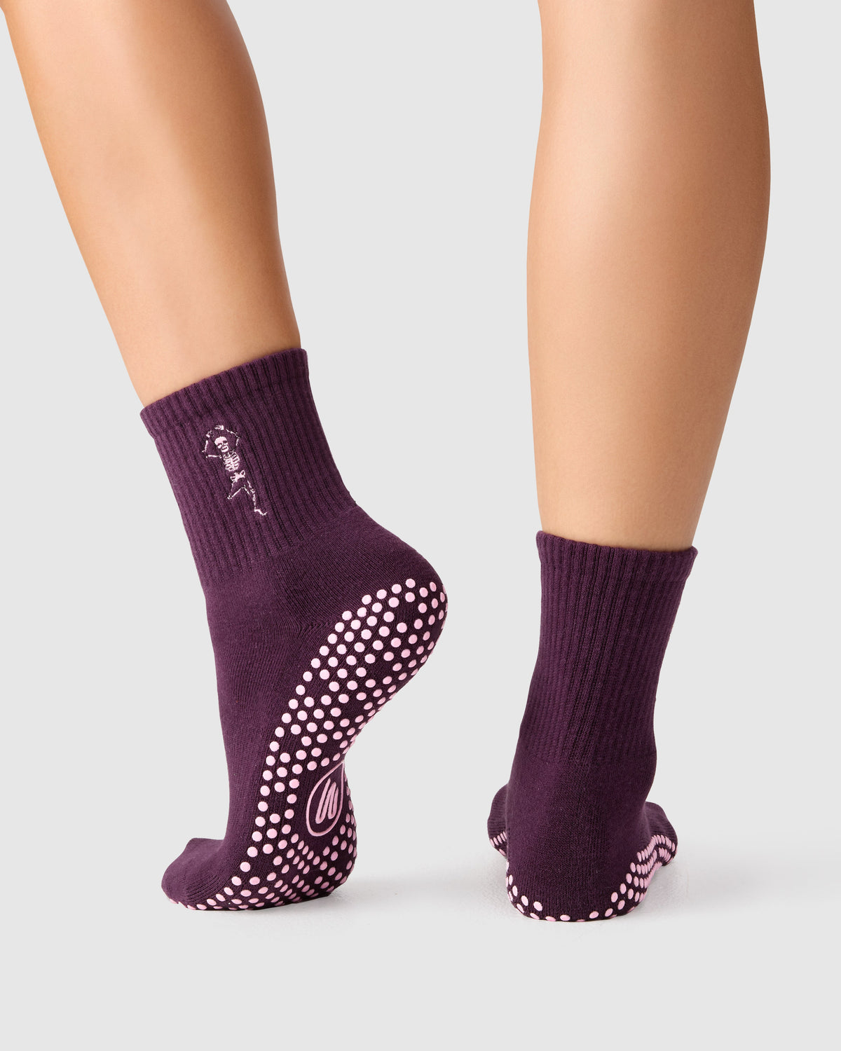 Crew Grip Socks - Pilates Skeleton Plum — detail view 3