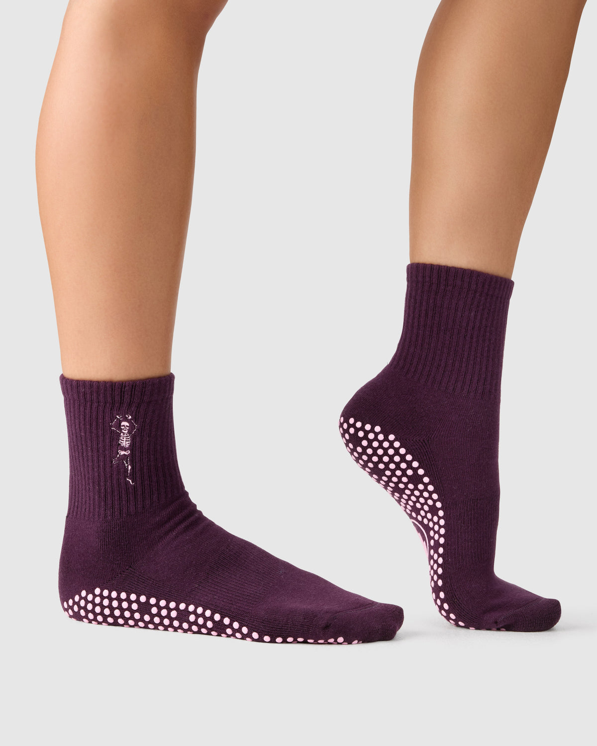 Crew Grip Socks - Pilates Skeleton Plum — detail view 4