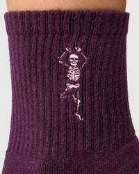 Crew Grip Socks - Pilates Skeleton Plum — detail view 2