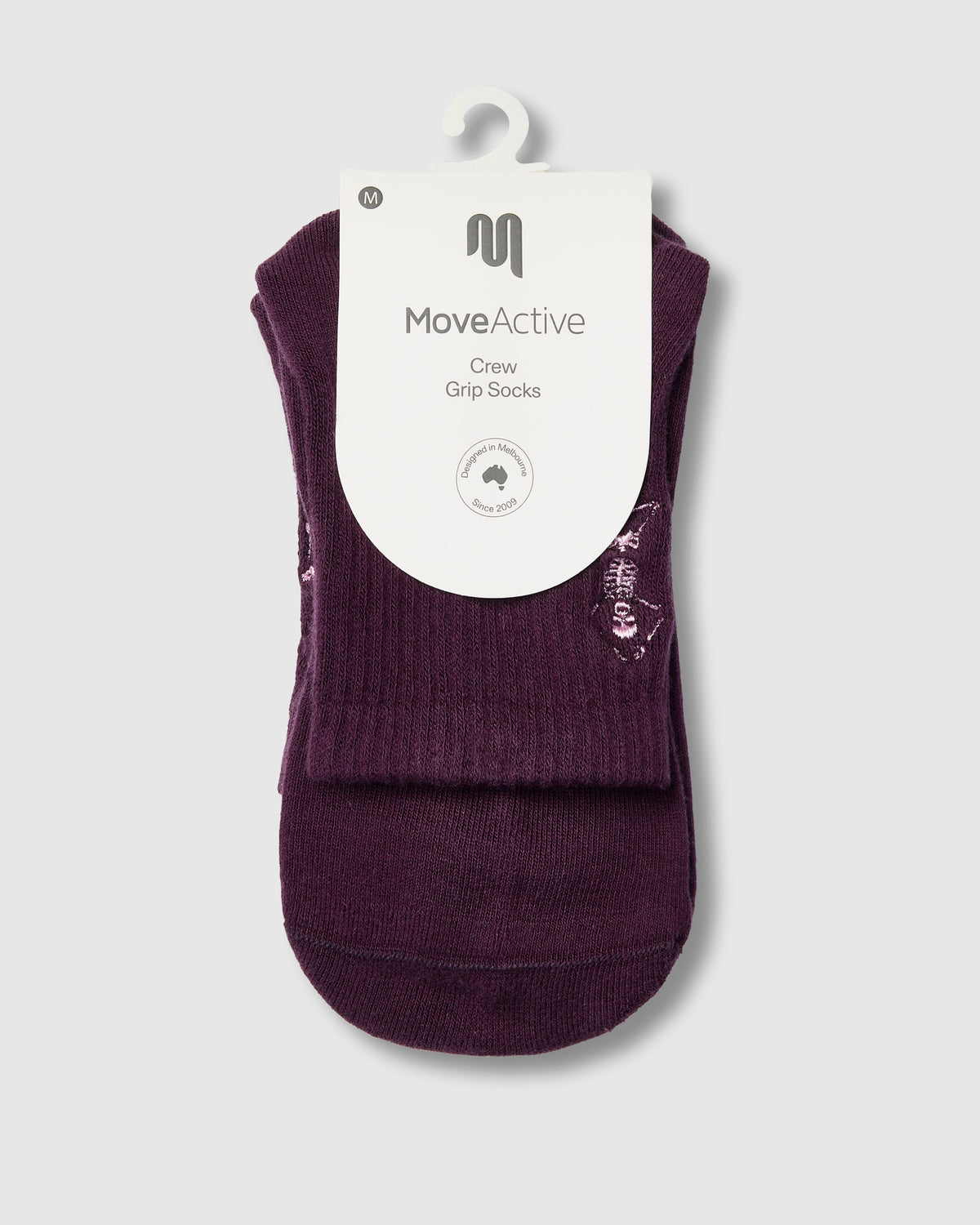 Crew Grip Socks - Pilates Skeleton Plum — detail view 5