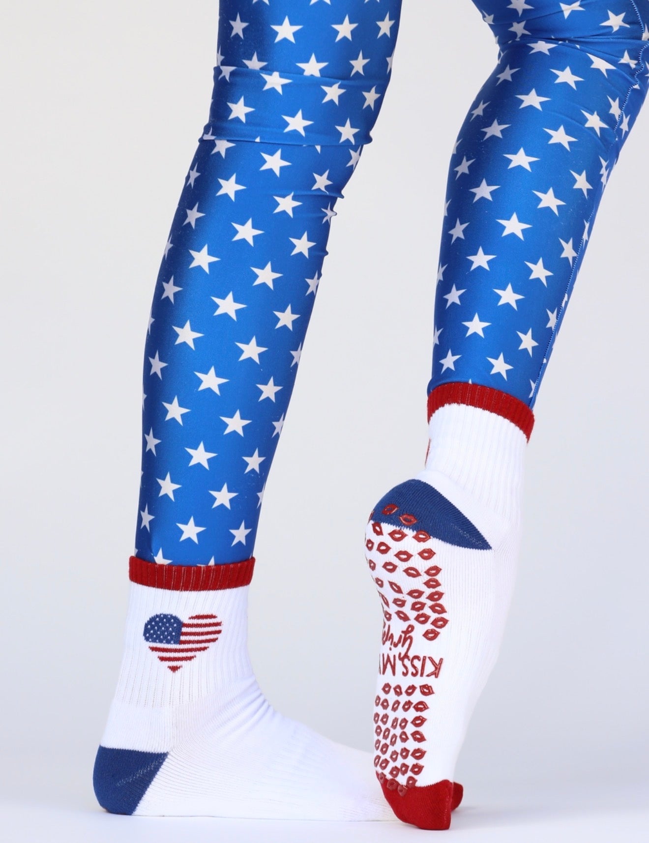Red White & Kisses Grip Sock